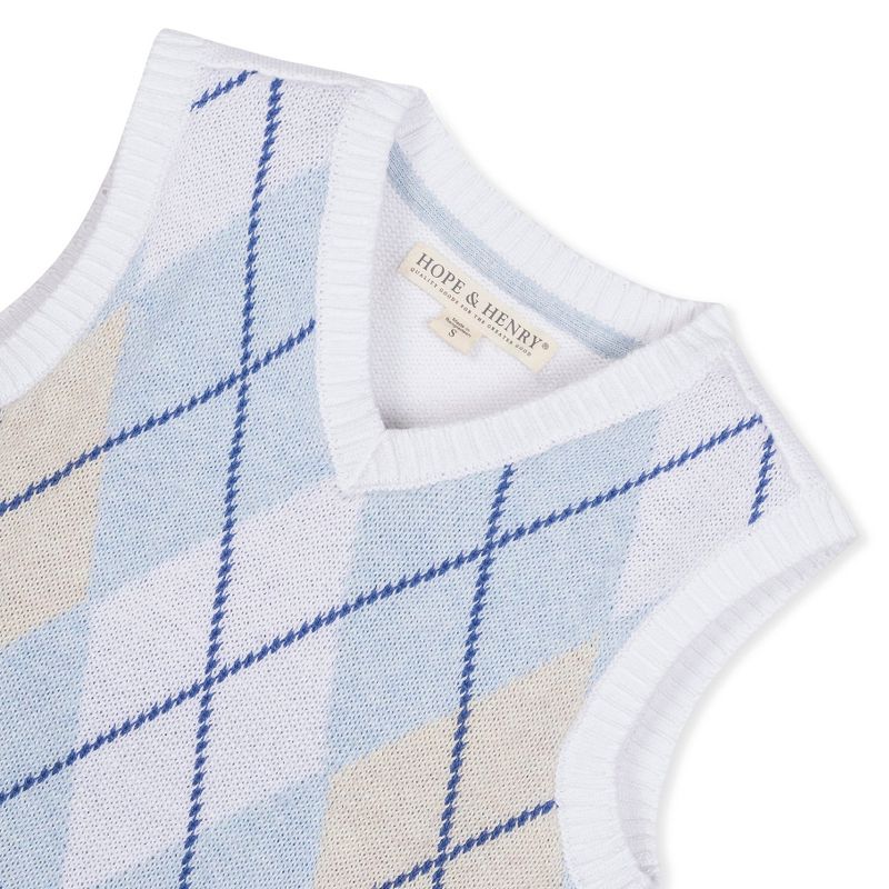 Hope & Henry Boys' Organic V-Neck Argyle Sweater Vest, Kids, 4 of 7