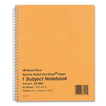 National Single-Subject Wirebound Notebooks, Narrow Rule, Brown Paperboard Cover, (80) 8.25 x 6.88 Sheets