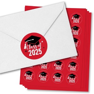 Big Dot of Happiness Class of 2025 Red Grad Party Envelope Seal Stickers, Round Circle Stickers to Seal Cards, Graduation Envelope Seals - 120 Count - 1 of 4
