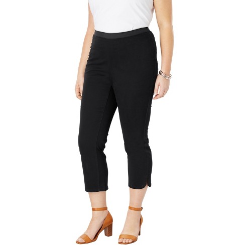 Jessica London Women's Plus Size Curved Hem Crop Jeggings, 14 W - Black :  Target