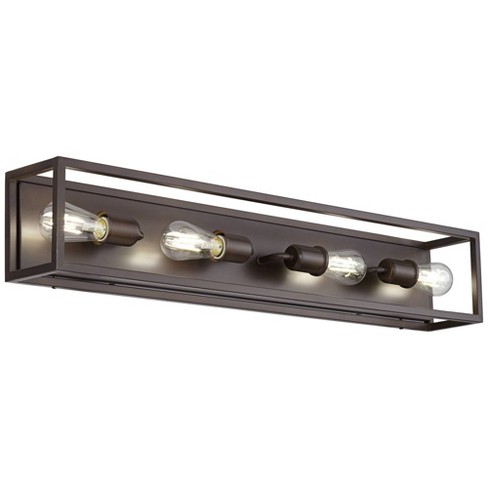 Possini Euro Design Industrial Wall Light Oiled Bronze Hardwired