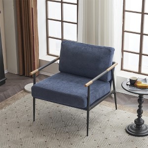 Modern Accent Retro Leisure Armchair with Extra Soft Padded Cushion Arm Chairs Seats Living Room Furniture Blue - 1 of 4