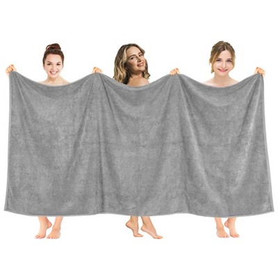 American Soft Linen 100% Cotton Oversized Bath Sheet, 40 in by 80 in Bath Towel Sheet, Rockridge Grey