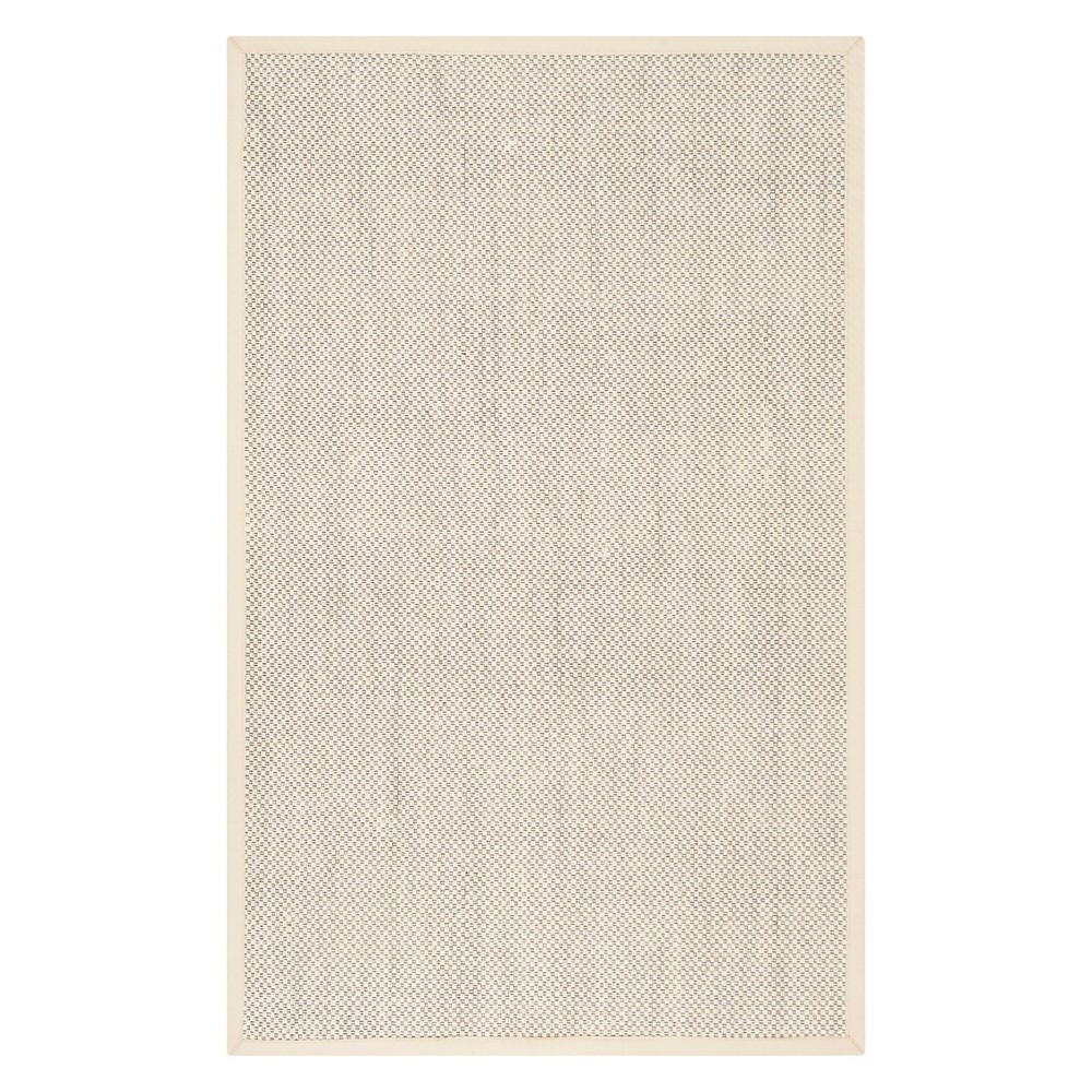 6'x9' Solid Loomed Area Rug Black/Ivory - Safavieh