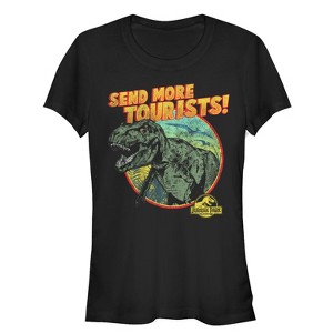 Juniors Womens Jurassic Park Vintage Send More Tourists T-Shirt - 1 of 3