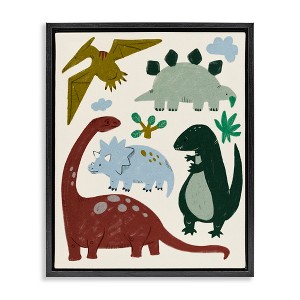 Stupell Industries Colorful Dinosaur Friends Floating Frame Canvas Art - 1 of 4