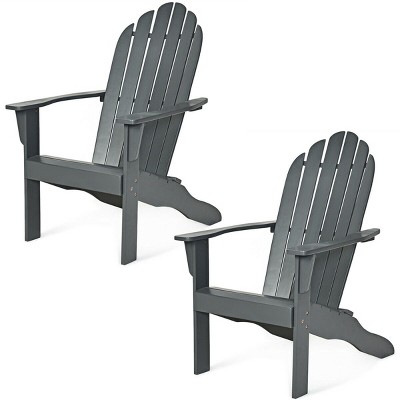 Tangkula 2PCS Wooden Classic Adirondack Chair Lounge Chair Outdoor Patio Grey