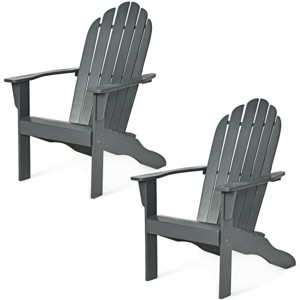 Tangkula 2PCS Wooden Classic Adirondack Chair Lounge Chair Outdoor Patio Grey - 1 of 4