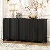 4-Door Sideboard Adorned with Linear Accents and Multi-Layered Pine Veneer Design Elements,Suitable for Living Rooms, Entrance and Study Rooms - 2 of 4
