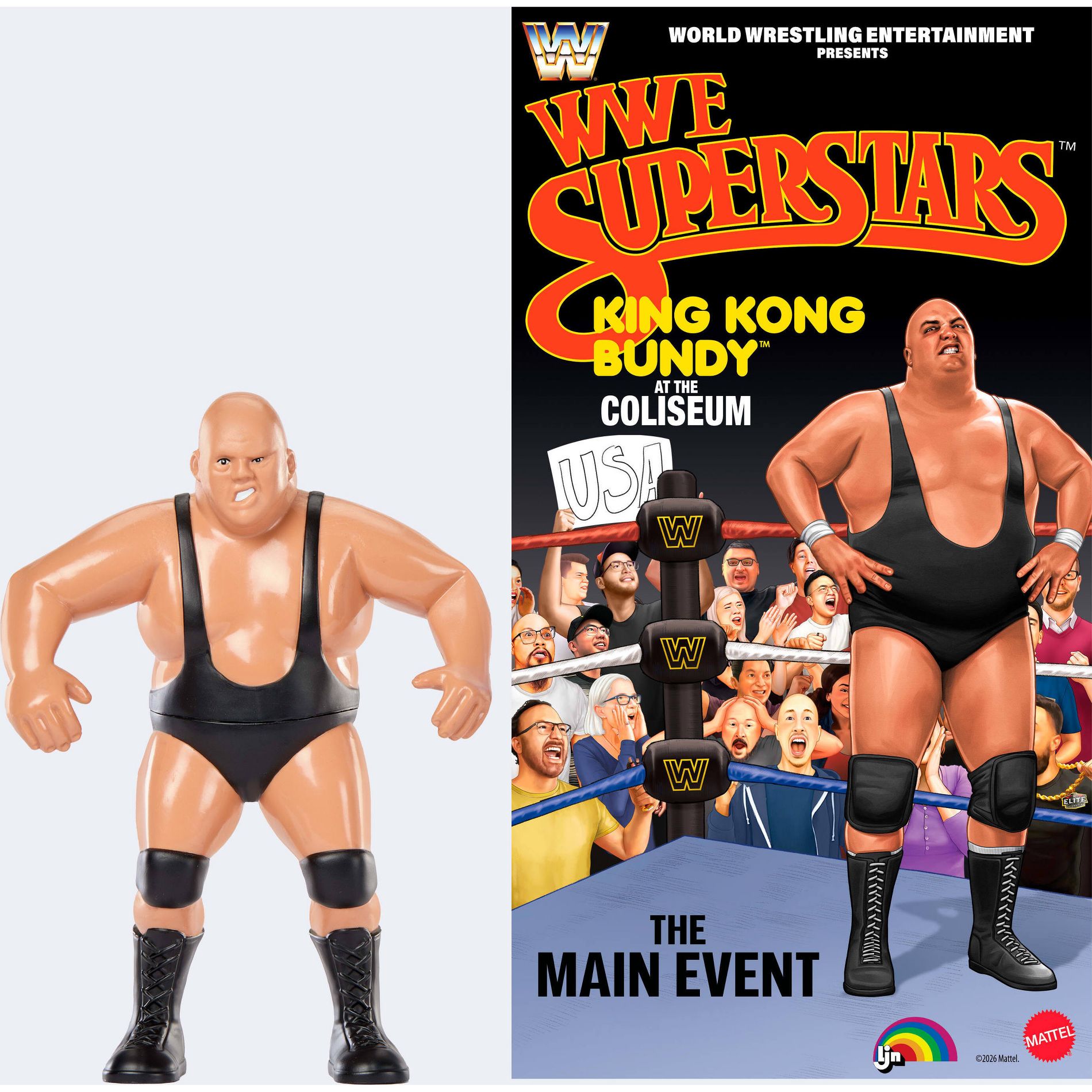 LJN WWE Superstars King Kong Bundy Action Figure, 1980s Retro 8" Collectible Toy