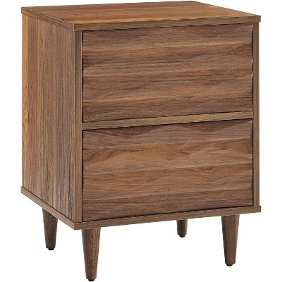 Walnut 2-Drawer Nightstand with Tapered Legs