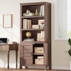 71" Tall 5-Tier Wood Bookshelf with Doors | Space-Saving Display Storage Accent Cabinet for Living Room, Bedroom & Apartments - 2 of 4