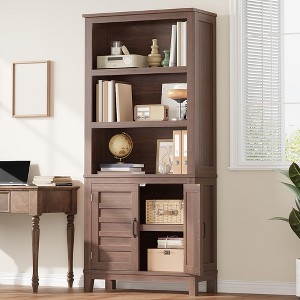 Orieon 67" Industrial Bookshelf, 5-Tier Rustic Brown Storage Rack with Metal Frame, Open Bookcase for Living Room, Office, Bedroom - 1 of 4