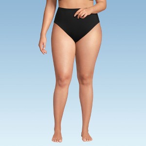 Lands' End Women's Tugless QuickDry High Waisted High Leg Bikini Bottoms - 1 of 4