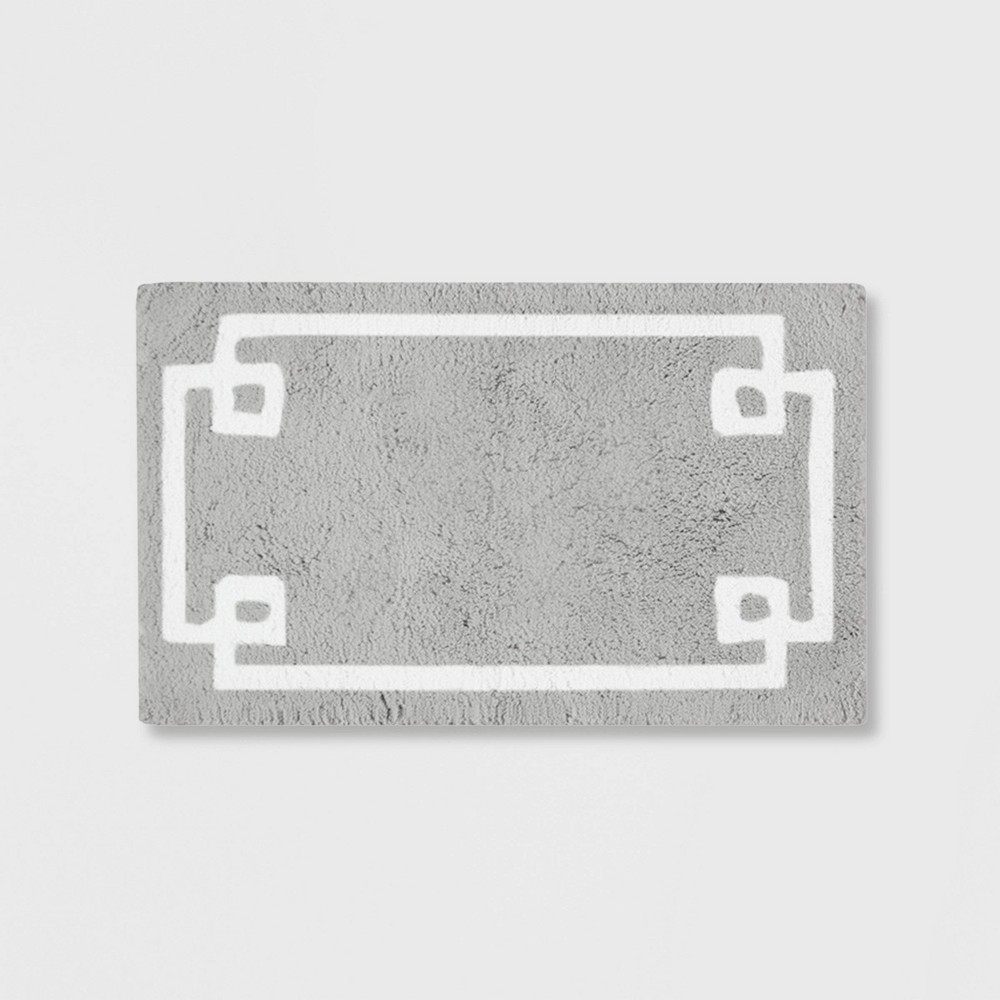 20inx30in Geometric Cotton Tufted Bath Rug Gray