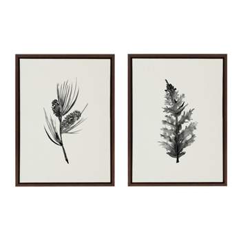 (Set of 2) 18" x 24" Sylvie Vintage Botanical 3 and 4 Framed Canvas Set Brown - Kate & Laurel All Things Decor