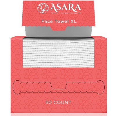 Asara Disposable Face Towel XL Facial Wipes - Organic Vegan Biodegradable Face Towels (50 Count)