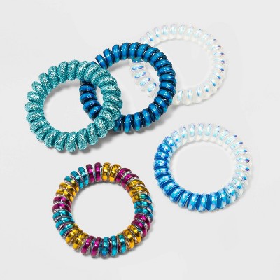 Girls 5pk Phone Cord Hair Ties Cat Jack Blue Target