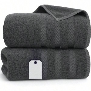 Pack of 2 Bath Sheets, 35x70 Inches, Extra Large Gray Cotton Towels for Bathroom - 1 of 4