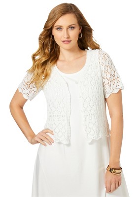Jessica London Women's Plus Size Crochet Shrug