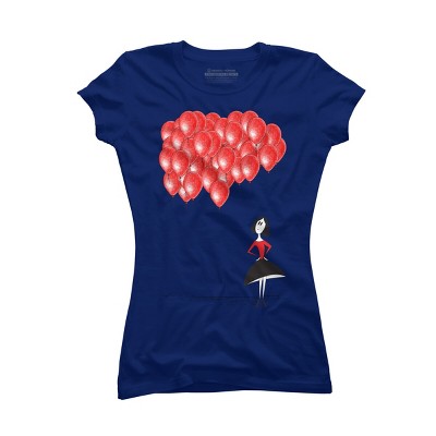 Junior's Design By Humans 99 red balloons By AhaC T-Shirt