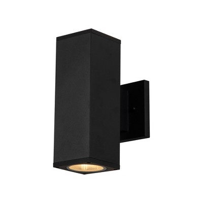 C Cattleya 2-Light Matte Black Die-Cast Aluminum Rectangular Outdoor Wall Light