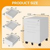 Munora 3-Drawer Metal Filing Cabinet - Lockable Mobile Storage for Legal/Letter/A4/F4, 330LBS Capacity, Fully Assembled Except Wheels (White) - 3 of 4