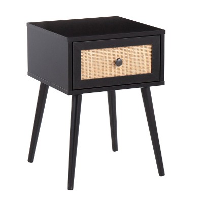 Bora Bora End Table Black - LumiSource: Contemporary Side Table, Tapered Legs, Storage Drawer