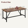 70.87 Inch Large Farmhouse Dining Table with Wood Grain Engineered Panels and Sturdy Black Metal Legs, Seats 6-8, Dual Use as Home Office Desk - 2 of 4