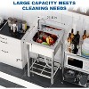 21"x20"x37" free-standing stainless steel sink with 360° rotating faucet, hot/cold water supply, and storage rack for kitchens and outdoor use. - 4 of 4