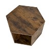 Okak 23.6" Hexagonal Coffee Table Stackable Wood Side Table with Open Storage Multifunctional Nightstand for Living Room Bedroom Home Office - 2 of 4