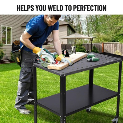 Welding Table - 36"x19"/36"x24", Steel Welding Workbench Table, 5/8-inch Fixture Holes, 1200lbs/1500lbs Load Capacity Portable Work Bench