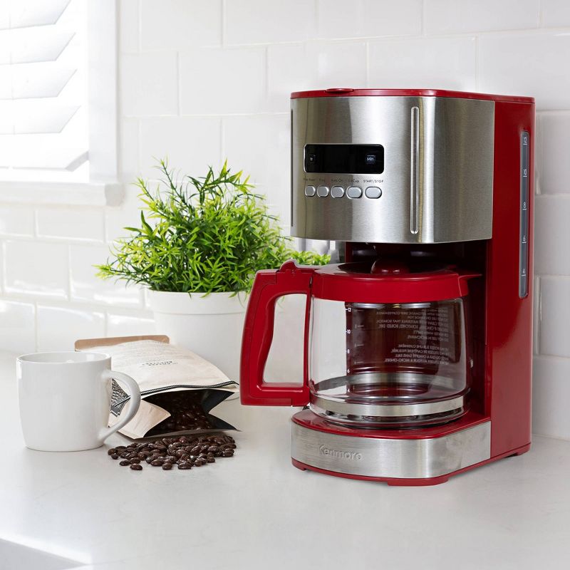Kenmore 12 Cup Aroma Control Programmable Coffee Maker - Red/Stainless, 3 of 5
