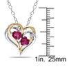 EVERLY JEWELRY  |   Yellow & White Plated Sterling Silver 0.02 CT Diamond TW & 1 1/6 CT TGW Created Ruby Heart Pendant With Chain - image 2 of 4