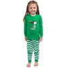 Peanuts Snoopy Christmas Holiday Warm Wishes Tight Fit Cotton Matching Family Pajama Set Green - 2 of 4