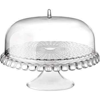 Libbey 55782 Selene 2-Piece Cake Stand with Lid, 13 Elegant Curved Footed  Covered Cake Stand and 10.5 Versatile Clear Cake Holder