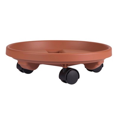 Bloem 14" Plant Stand Caddy with Wheels and Saucer Tray Terra Cotta