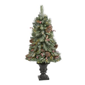 Nearly Natural 4’ Frosted Pine, Pinecone and Berries Prelit LED Artificial Christmas Tree in Decorative Urn - 1 of 1