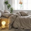 Striped Duvet Cover Set, 100 Washed Cotton, Linen - Like, Breathable, Durable, Soft, Tannish Linen Grey White Stripes, King 104x90 - 4 of 4