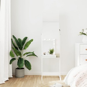 vidaXL Elegant White Jewelry Storage Cabinet with Full-length Mirror, Modern Free Standing Jewelry Cabinet, Rectangular, Engineered Wood Material - 1 of 4