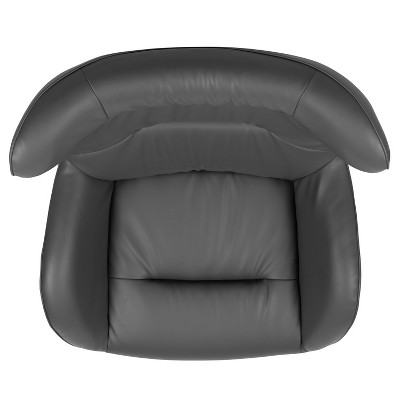Gray LeatherSoft Retro Swivel Wing Accent Chair with Aluminum Base