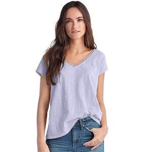 ellos Plus Size Crochet Trim Tee - 1 of 4