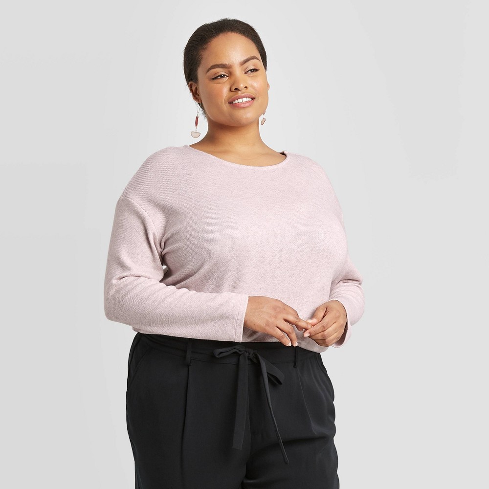 Women's Plus Size Long Sleeve Round Neck Henley Shirt - A New Day Purple X, Women's was $19.99 now $10.99 (45.0% off)