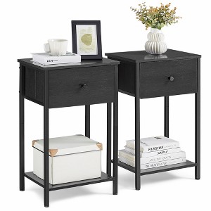 Nightstand Side Fabric Drawer 24-Inch Tall End Table with Storage Shelf Bedroom - 1 of 4