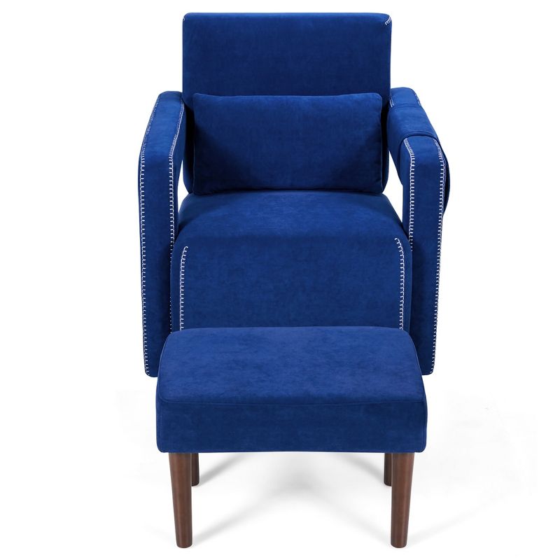 Costway Modern Berber Fleece Single Sofa Chair w/ Ottoman & Waist Pillow Red\Blue\Black\Green\Orange, 3 of 11