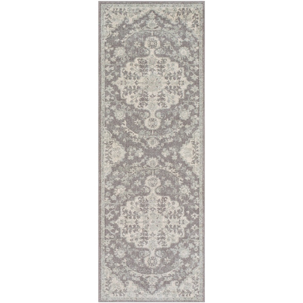 Photos - Area Rug Livabliss 2'7"x7'3" Abby Traditional Rugs Light Gray/Cream