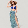 Anna-Kaci Swim Women's Three-Piece Swimsuit Set with Bikini Top High Waist Bottom and Sheer Abstract Print Wide Leg Pants - 3 of 4