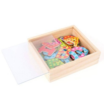 Small Foot Wooden Toys Colorful Wooden Magnetic Letters In Travel Box