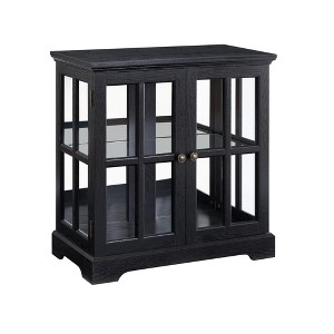 ChicFurnit Decorative Storage Cabinet Antique Display Cabinet with Adjustable Shelves for Home Organization, Black, 35.83"*20.28"*9.06" - 1 of 4