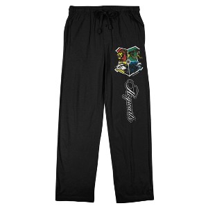 Harry Potter Hogwarts School Crest Men's Black Drawstring Sleep Pants - 1 of 4